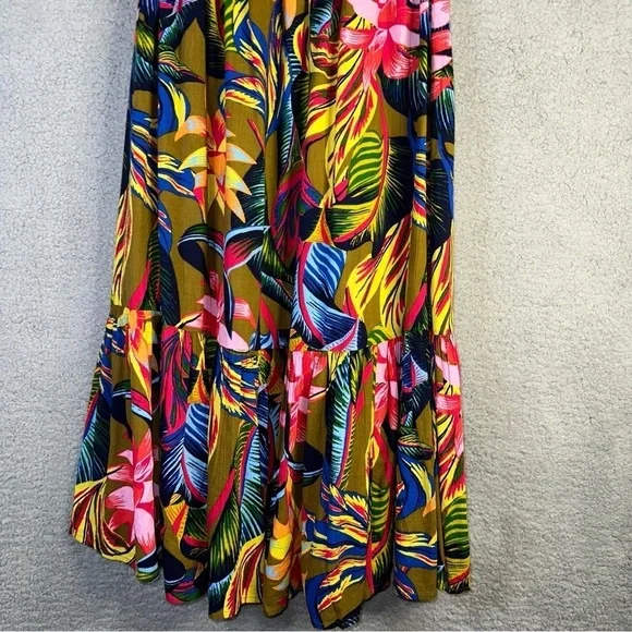 Aerie Strapless‎ Smocked Floral Midi Small Petite Dress - Picture 6 of 11